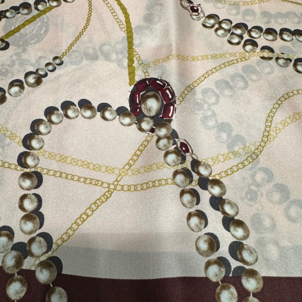 Talbots Pearl and Chain Silk Scarf in Maroon and Pink - Picture 4 of 9